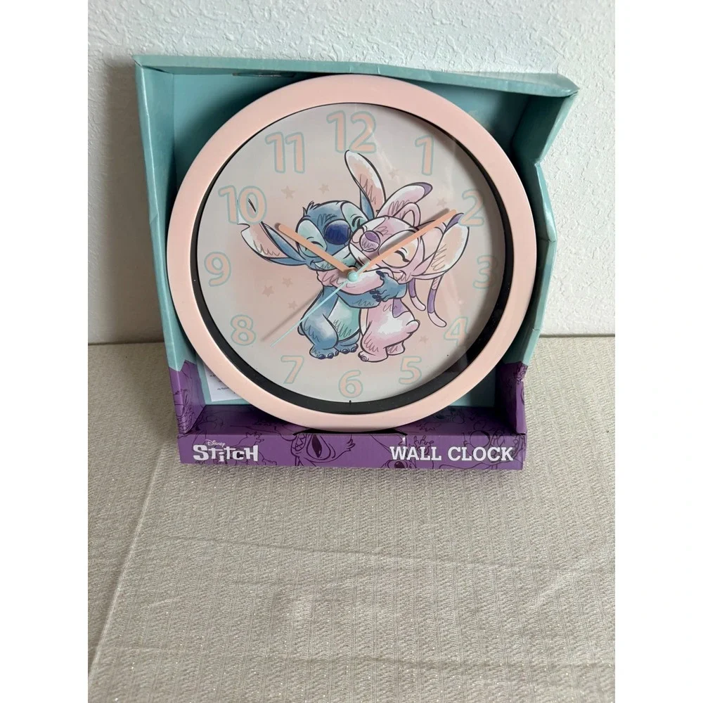 Disney Stitch Wall Clock 10in Pink New Stitch and Angel You Light‎ Up My World